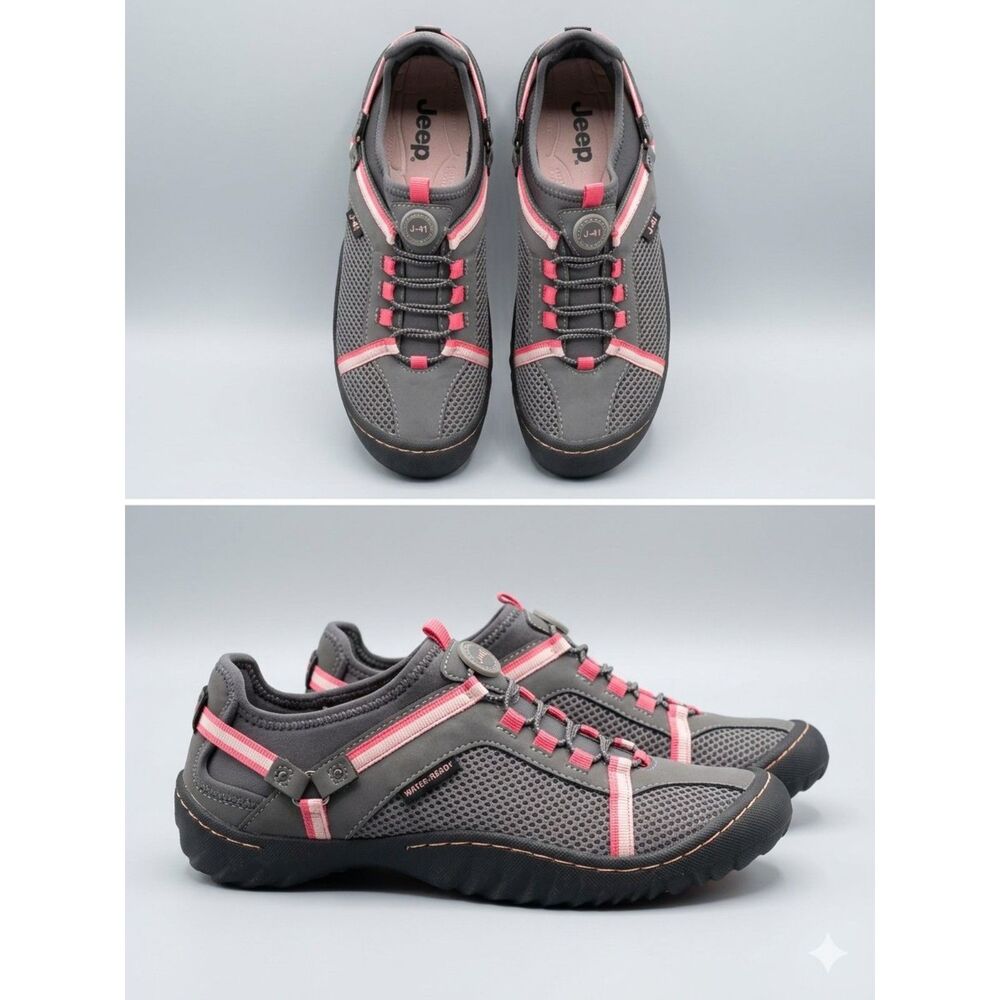 J-41 Water-Ready Tahoe Trail Sneakers - Gray Pink Bungee - Women's Sz 7.5